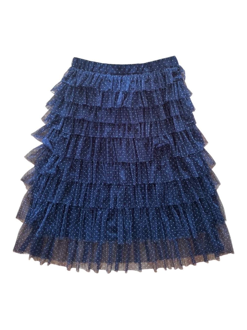 Cupcakes & Cashmere Black Tiered Tulle Midi Skirt Glam Sheer Layers Size Large - Picture 4 of 13